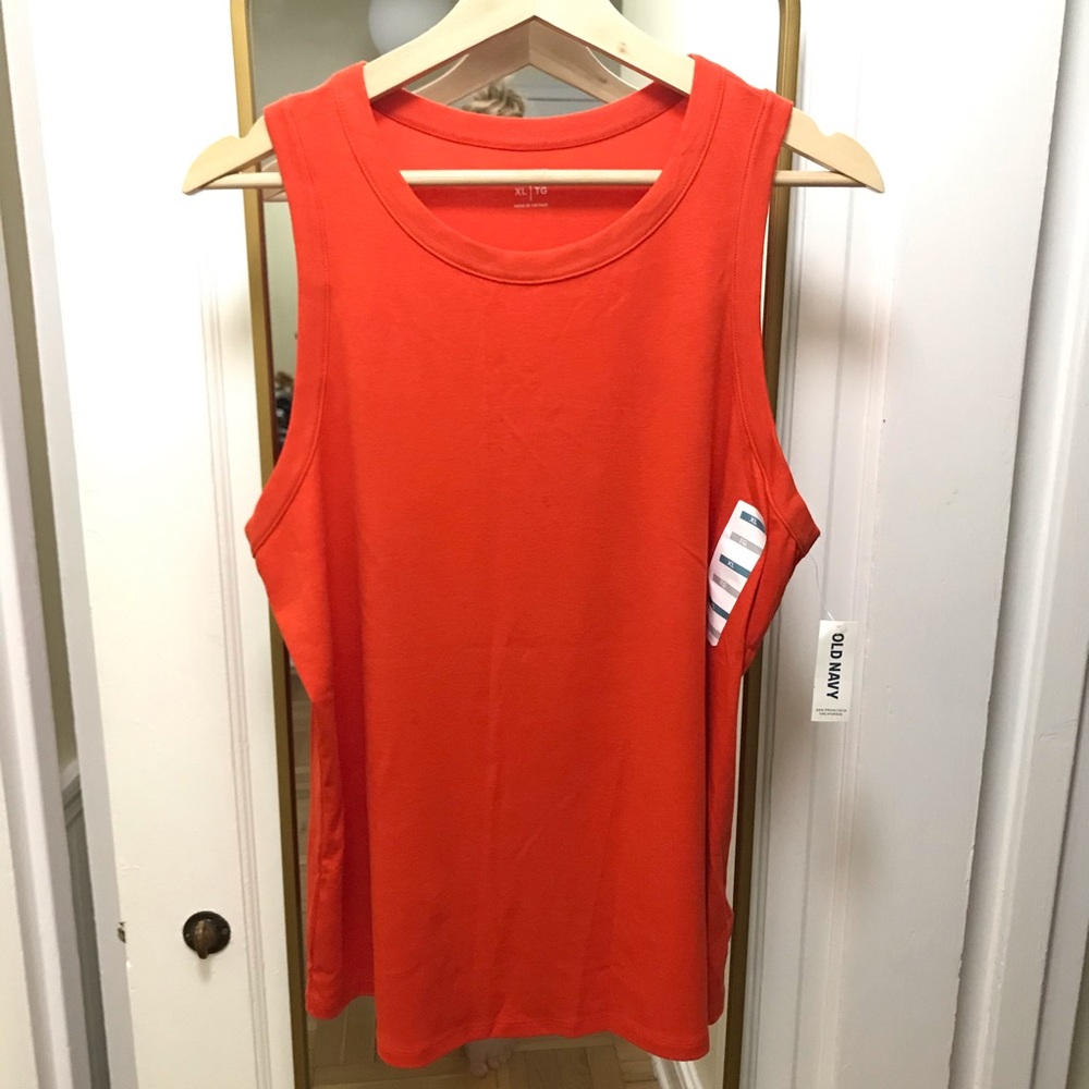 Knit Tank, fitted, blood orange colored